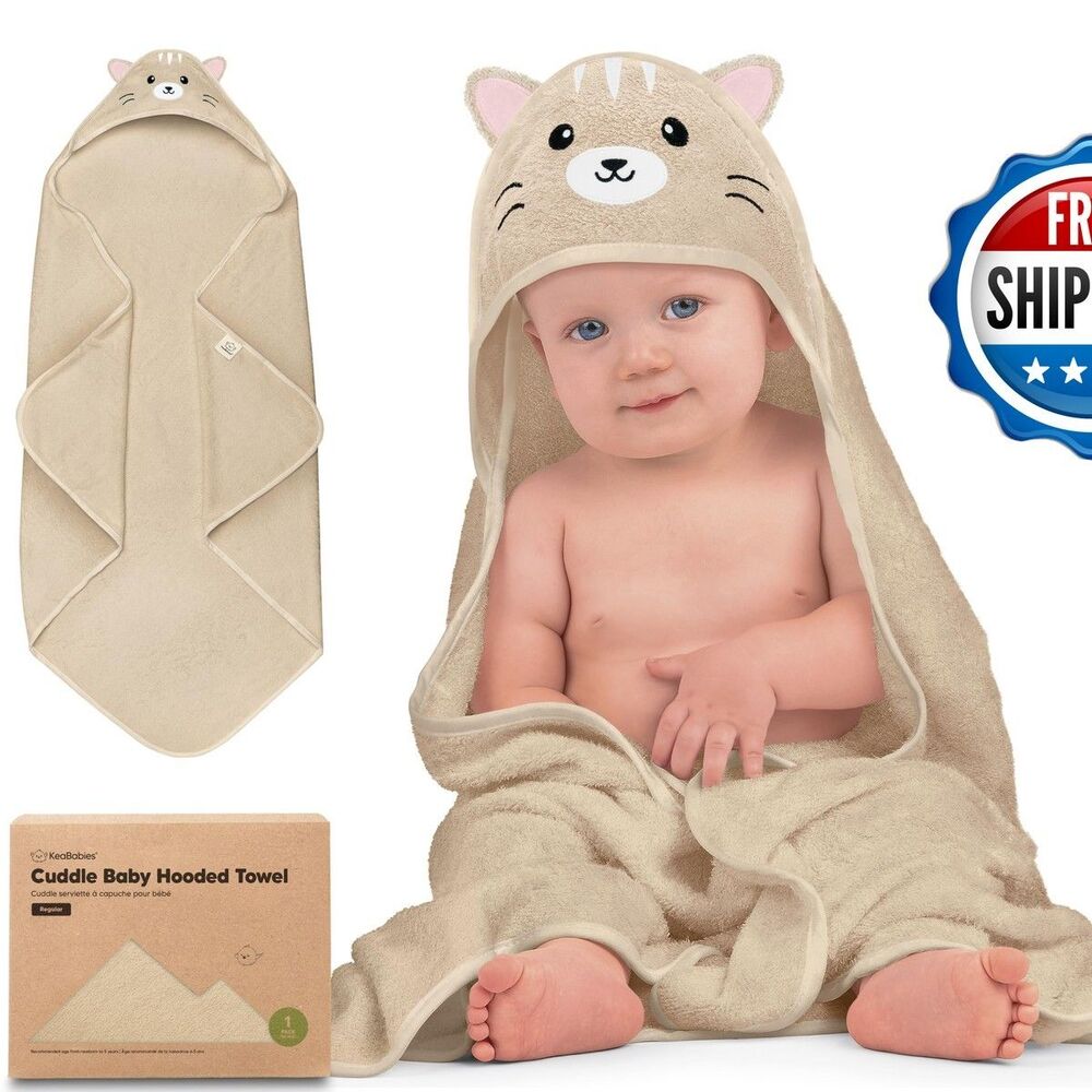 KeaBabies Hooded Baby Towel Newborn Cat 35x35